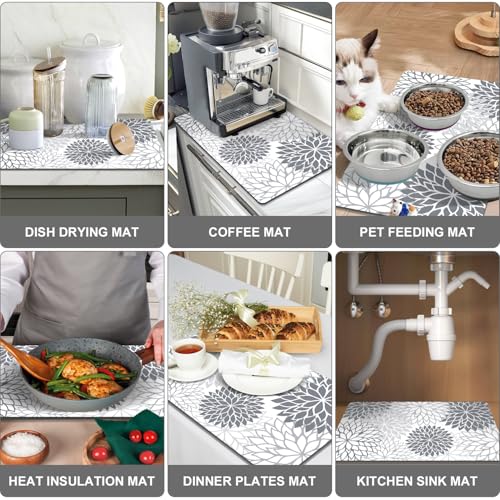 2PCS 16" x 24" Dish Drying Mat & 24" x 5.5" Sink Splash Guard (2 Count)