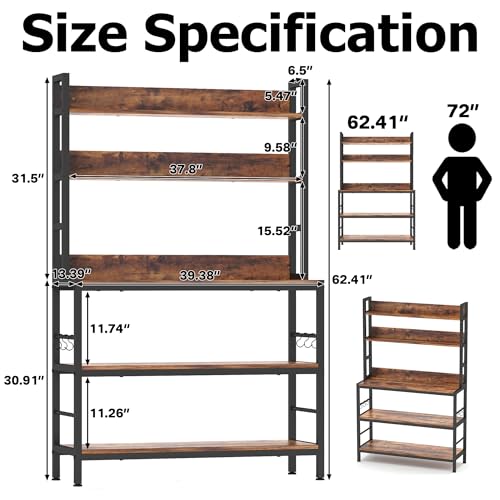 Kitchen Bakers Rack with Storage Shelves