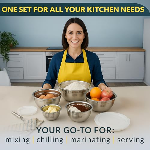 Stainless Steel Mixing Bowls with Lids Set of 5 (5 Count)