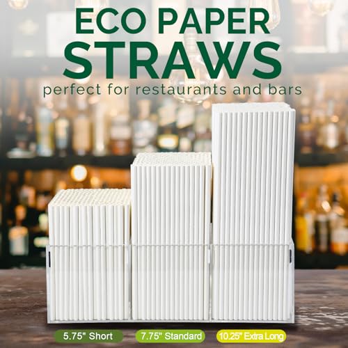 500 Bulk] 5.75 inch White Small Paper Straws for Kids (500 Count)
