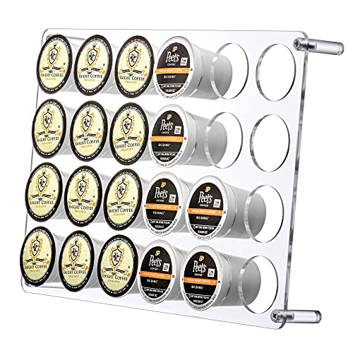 2-Pack 24-Slot Flat Acrylic Coffee Pod Holder, Large-Capacity Plastic Coffee Capsule Storage, BPA-Free and Shatter-Proof, Great for Use on Countertop or in Drawer, Up to 48 Keurig K-Cups (2 Count)