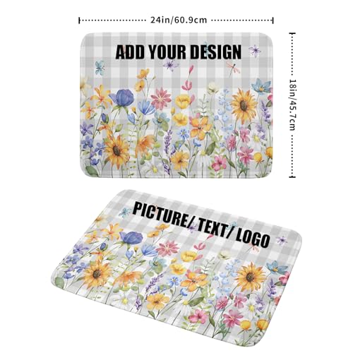 18"x24" Customized Dish Drying Mat Custom Image Dish Drainer Mats for Kitchen Personalized Photo Text Logo Microfiber Reversible Dish Drying Rack Pad for Countertop Tabletop Large Decor