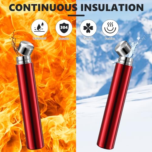 2 Pack Black Red Slim Stainless Steel Water Bottle 8.8 oz (2 Count)