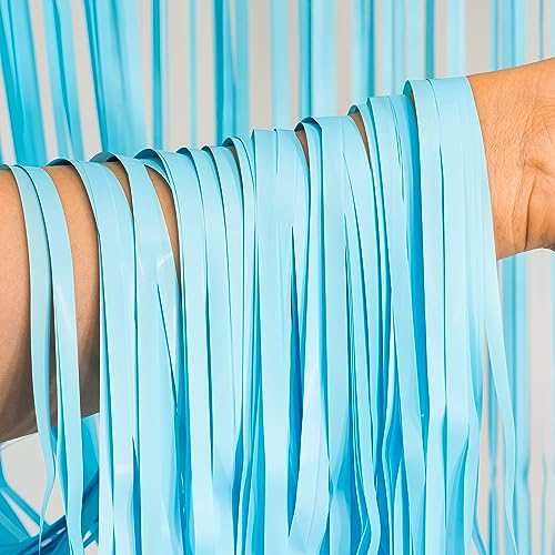 Pastel Blue Fringe Curtains Party Streamers Backdrop (2 Count)