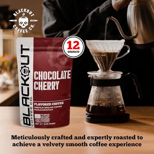 Blackout Coffee Chocolate Cherry Flavored Ground Coffee (12 Ounce)