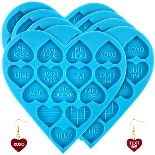 Heart Resin Molds 5pcs Valentine's Heart Silicone Resin Molds for Keychain (5 Count)