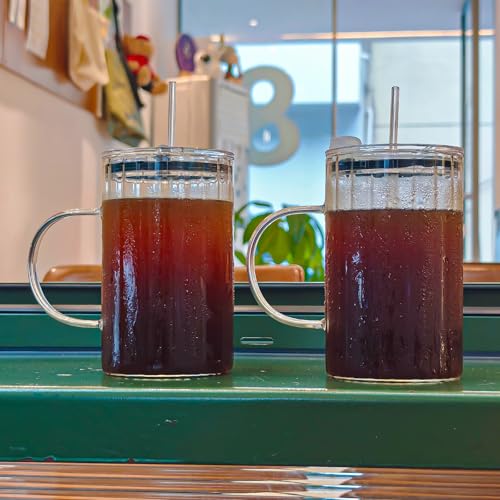 20oz Glass Tumblers with Lids and Straws (2 Count)