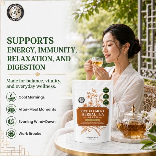 Five Element Herbal Tea Bags With American Ginseng