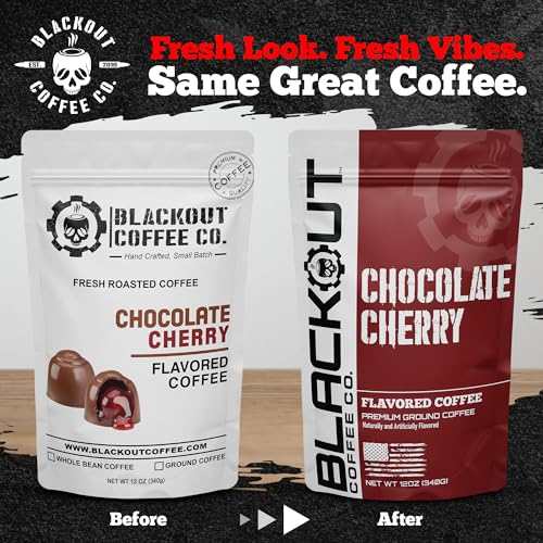 Blackout Coffee Chocolate Cherry Flavored Ground Coffee (12 Ounce)