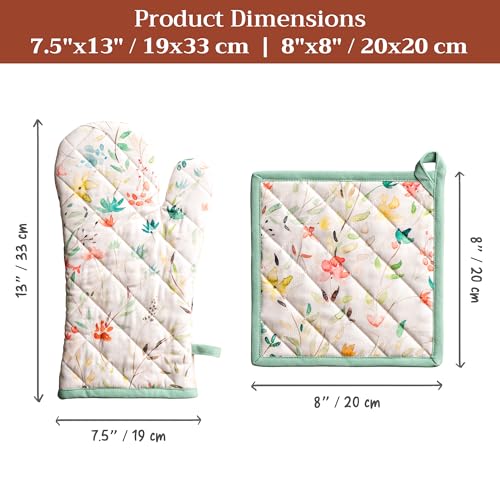 100% Cotton Oven Mitt & Pot Holder Set