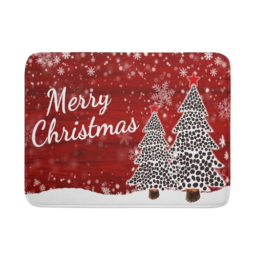 Merry Christmas Tree Red Dish Drying Mat for Kitchen Counter
