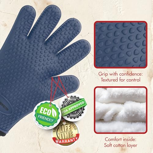 Silicone Griddle Grill Gloves Heat Resistant Oven Mitts