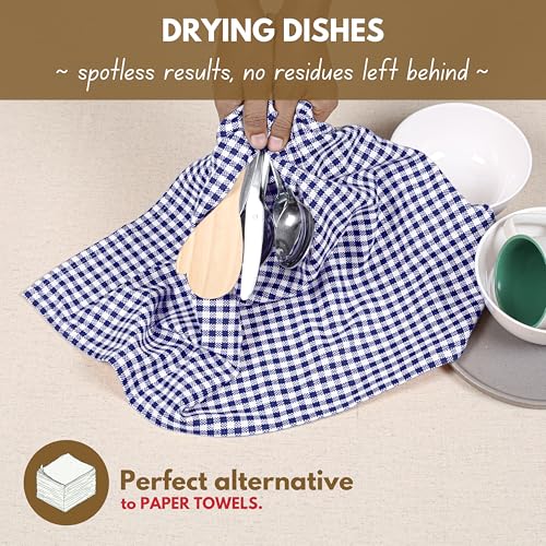 6 Pack Gingham Mini Check Kitchen Hand Towels Set 16"x26" (6 Count)