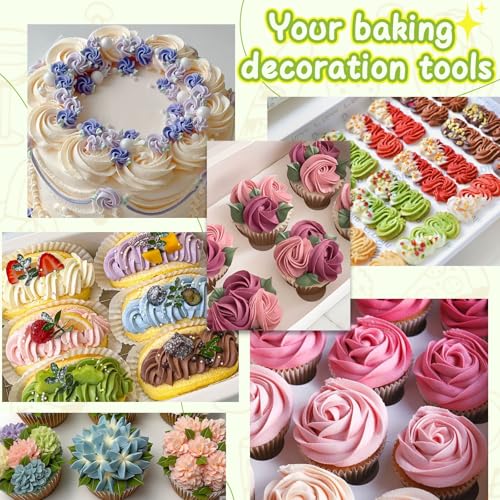 3pcs 2D Cake Piping Tips with 20 Piping Bags (3 Count)
