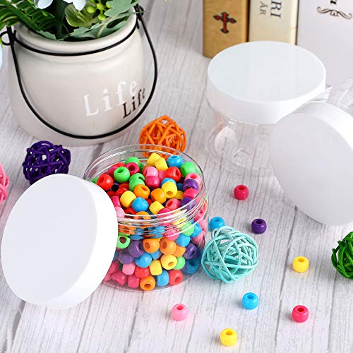 4 Pcs Plastic Jars Wide Mouth with Lids (6 Ounce)