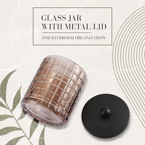 Amber Colored Tranlucent Apothecary Etched Geometric Grid Glass Jar W