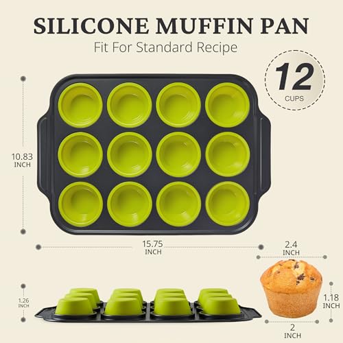 Silicone Muffin Pans for Baking with Metal Frame