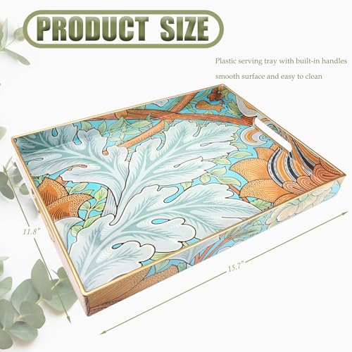 Plastic Serving Tray with Handles for Coffee Table