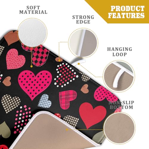 Happy Valentine's Day Black Dish Drying Mat for Kitchen Counter