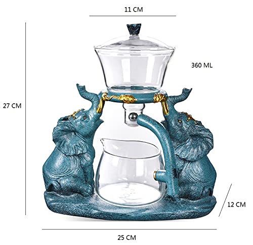 Lazy Kungfu Glass Tea Set Semi Automatic Drip Rotating with Infuser Glass Teapot Set