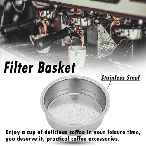 51mm Stainless Steel Coffee Filter Double Layer Filter Basket Stainless Steel Portafilter Basket Espresso Handle Compatible for Portafilter Coffee Machine