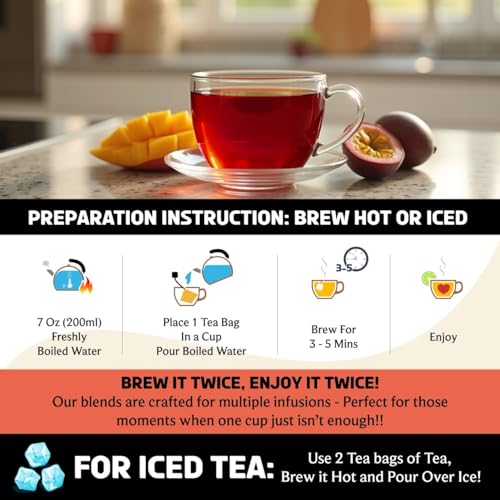 Mango Passion Fruit Herbal Tea Bags (25 Count)