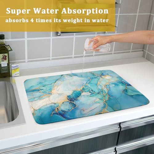 Marble Print Dish Drying Mat for Kitchen Counter