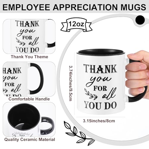 6 Set Employee Appreciation Gifts Include Thank You Staff Mug Gift Set 12 oz Appreciation Mugs Inspirational Pens Tags for Employee Staff Team Group (6 Count)