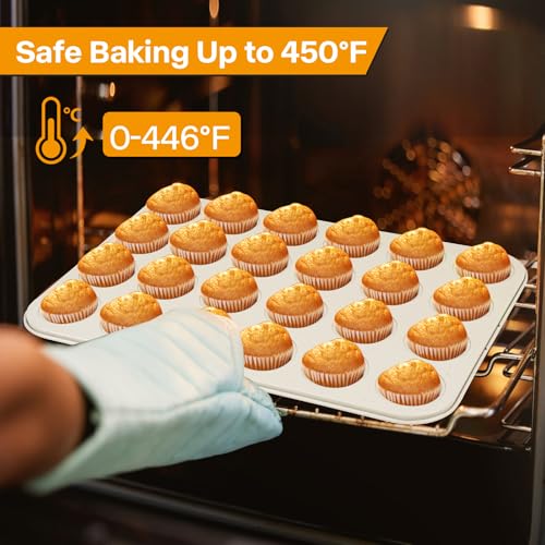 2-Pack 24-Cup Mini Muffin Pan, Ceramic Nonstick Cupcake Tin for Bite-Sized Treats (2 Count)