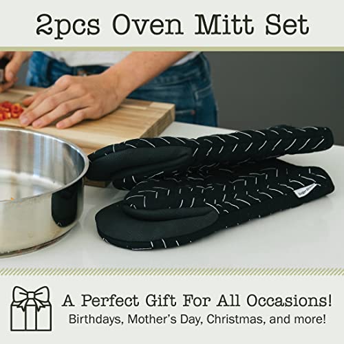 Heat Resistant Designer Kitchen Oven Mitts with Neoprene Non (2 Count)