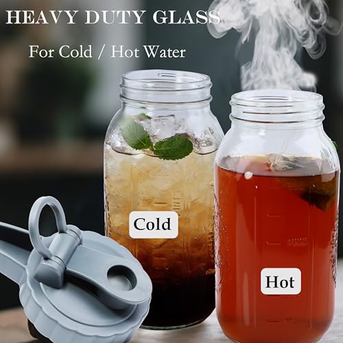 64 Oz Glass Mason Jar Water Pitcher With Lid Wide Mouth Sun Tea Pitchers (2 Count)