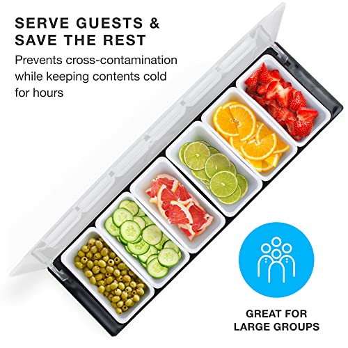 6 Tray Bar Top Food & Garnish Station with Lid
