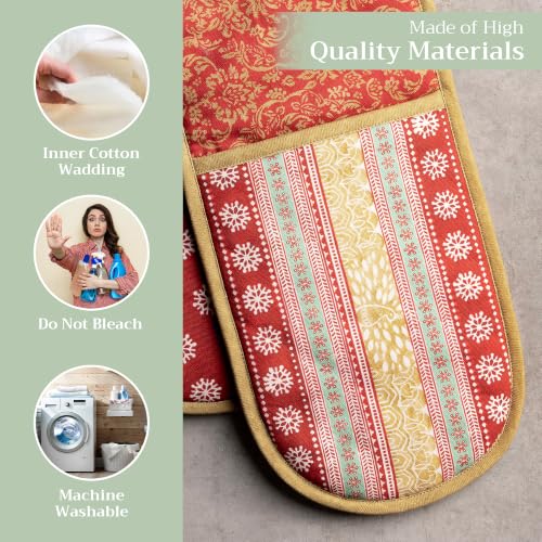 Double Oven Mitts 100% Cotton Double Oven Glove