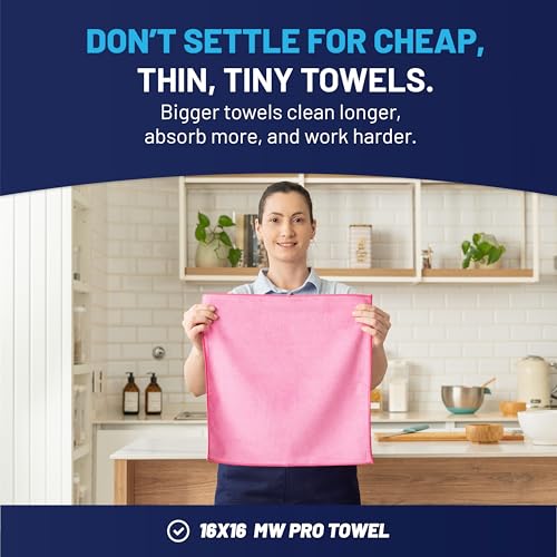 MW Pro Pink Microfiber Cleaning Cloths (12 Count)
