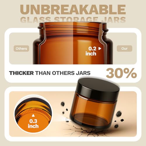 24 Pack 4 oz Amber Glass Jars with Lids (24 Count)