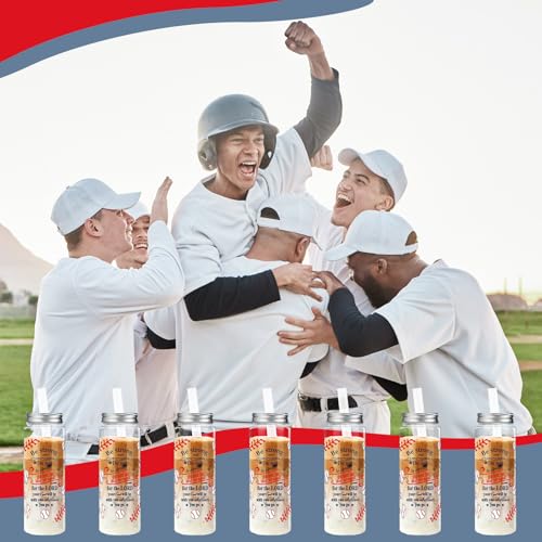 12 Pcs Christian Baseball Cups with Straws Lids Sports Team Gift (12 Count)