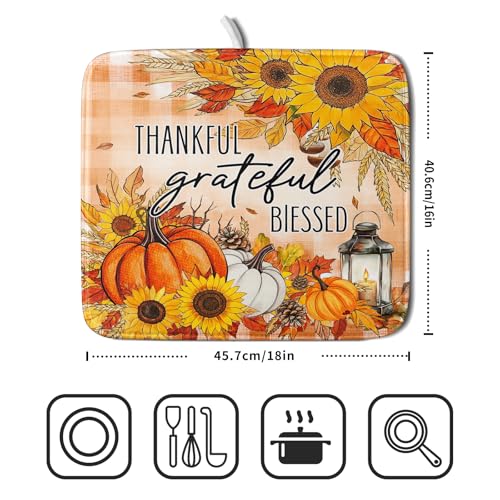 Autumn Pumpkins Dish Drying Mat for Kitchen Countertop