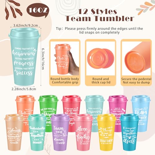 12 Set 48 Pcs Team Appreciation Gift Set Inspirational Employee Appreciation Gift Bulk 16 oz Coffee Cups with Team Notebook Pen Keychains for Staff Teacher (12 Count)