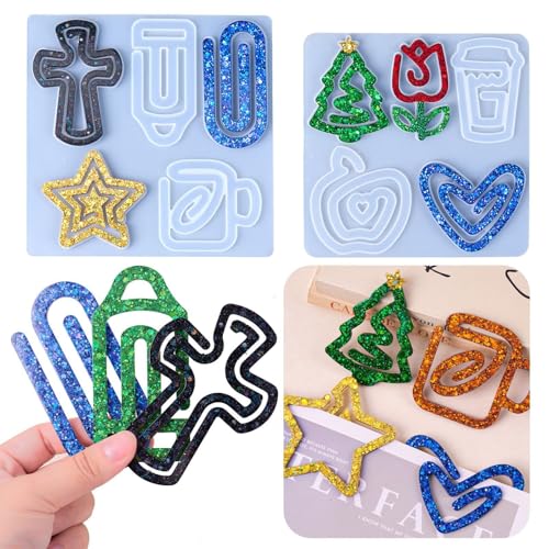 Christmas Book Mark Resin Molds Silicone Bookmark Mold Xmas for Epoxy 5