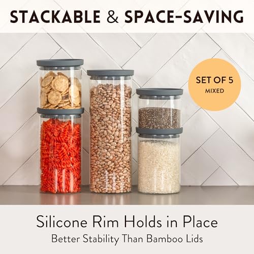 Glass Kitchen Storage Containers with Airtight Silicone Lids (5 Count)