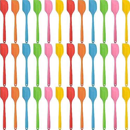 36 Pcs Mini Silicone Spatulas Bulk 8.3 Inch Heat Resistant Scrapers Rubber Spatulas Seamless Design Non Stick Flexible for Kitchen Use Cooking Baking Mixing