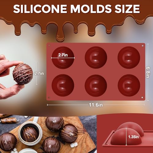 6 Holes Silicone Hot Chocolate Bomb Molds (2 Count)