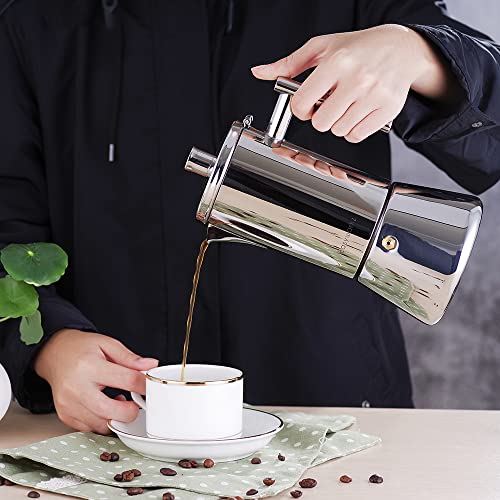 Diego Stovetop Espresso Maker Stainless Steel Italian Coffee Machine Maker 12Cup 17.5 oz Induction Moka Pot