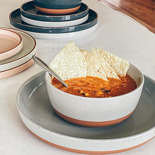 Ceramic Flat Bowls Set of 4