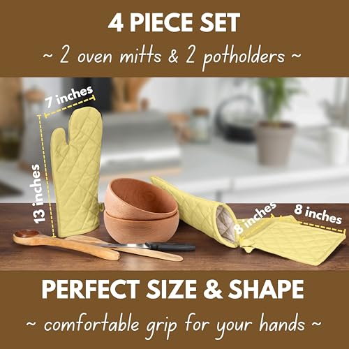 4 Piece Set 2 Oven Mitts & 2 Potholders (4 Count)