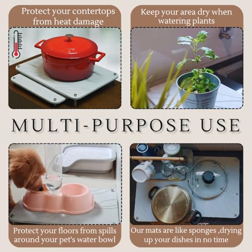 2 PCs Nesting Stone Drying Mat for Kitchen Counter