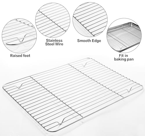 MCIRCO 6 Piece Stainless Steel Baking Sheet with Rack with Silicone Baking Mat Set (6 Count)