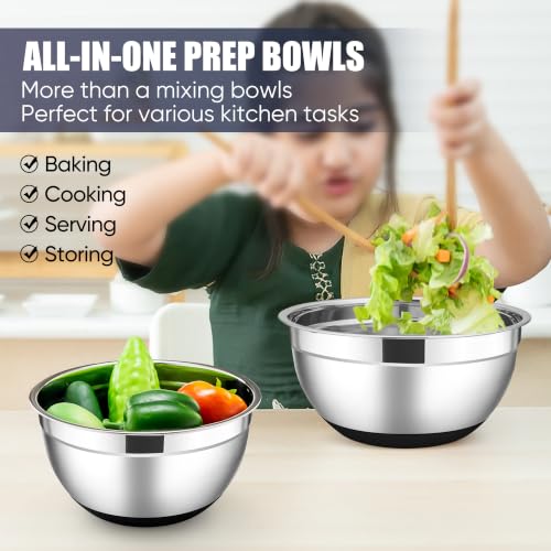 Stainless Steel Mixing Bowls with Lids Set (13 Count)