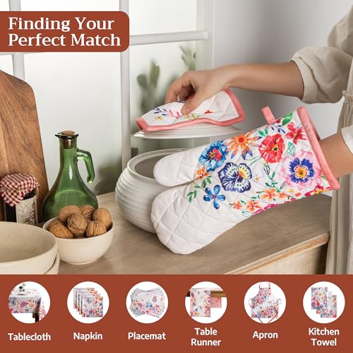 100% Cotton Oven Mitt & Pot Holder Set