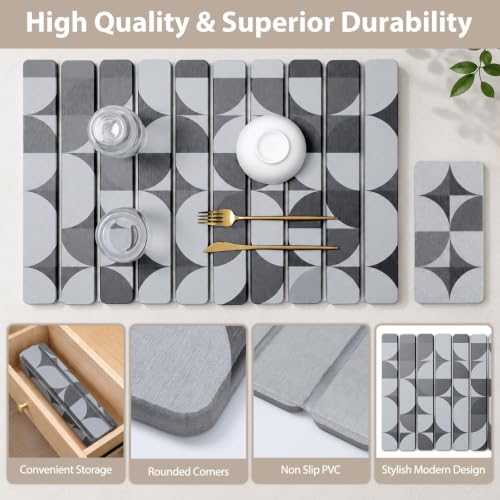 Large Stone Dish Drying Mat for Kitchen Counter (2 Count)